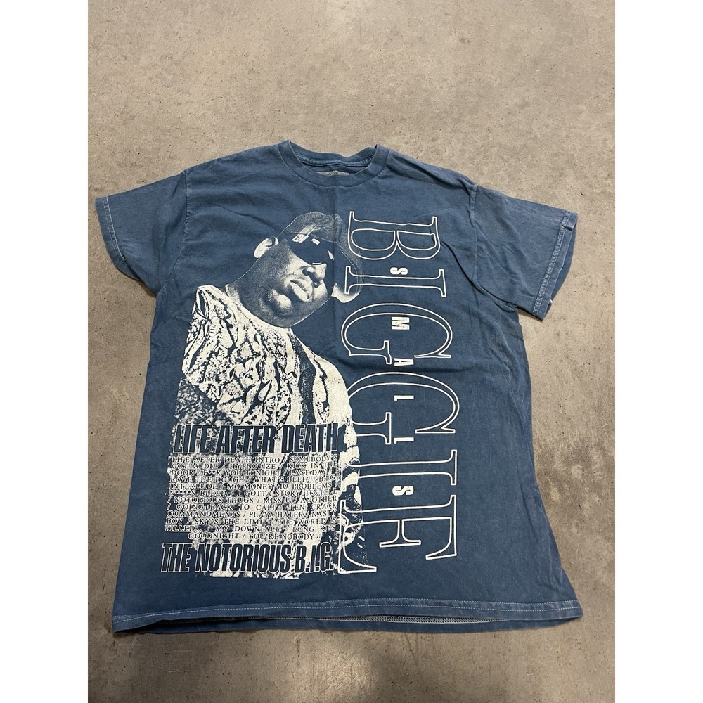 Notorious BIG Life After Death Graphic T Shirt Blue Medium Biggie Smalls Hip Hop
